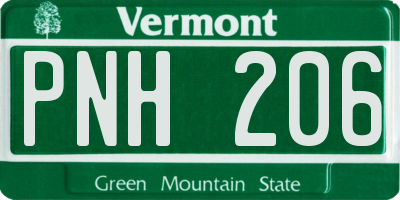 VT license plate PNH206
