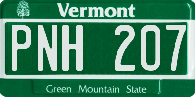 VT license plate PNH207