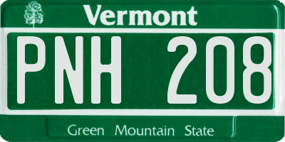VT license plate PNH208