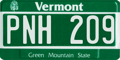 VT license plate PNH209