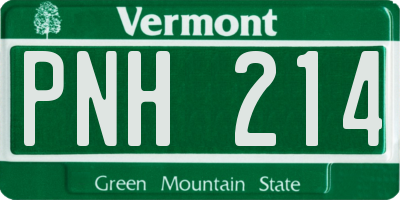 VT license plate PNH214