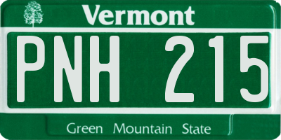 VT license plate PNH215