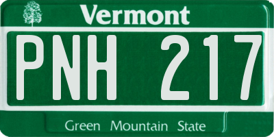 VT license plate PNH217