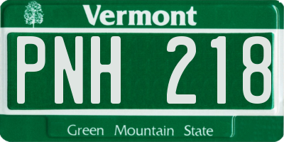 VT license plate PNH218