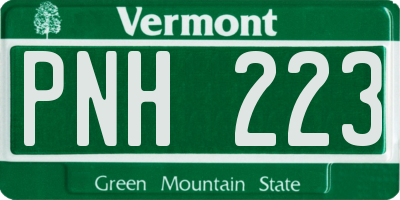 VT license plate PNH223