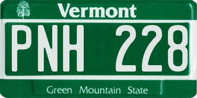 VT license plate PNH228