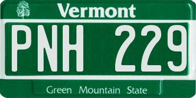 VT license plate PNH229