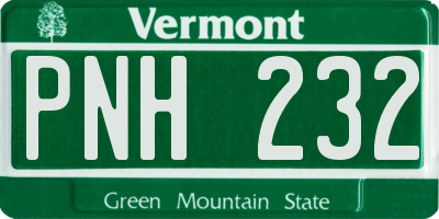 VT license plate PNH232
