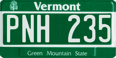 VT license plate PNH235
