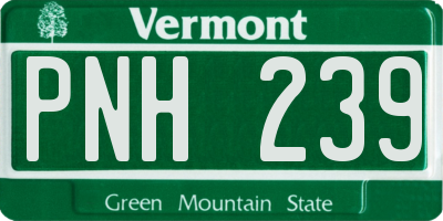 VT license plate PNH239