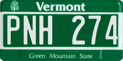 VT license plate PNH274