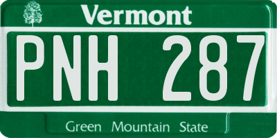 VT license plate PNH287
