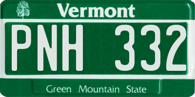 VT license plate PNH332