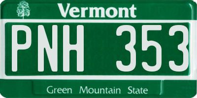 VT license plate PNH353