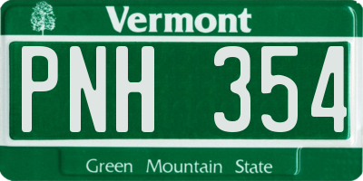 VT license plate PNH354