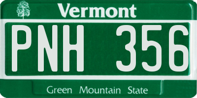VT license plate PNH356