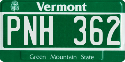 VT license plate PNH362