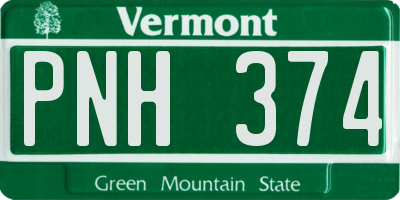 VT license plate PNH374