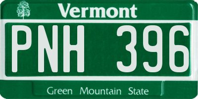 VT license plate PNH396