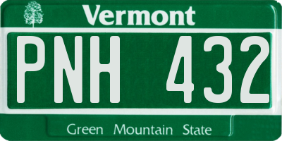 VT license plate PNH432