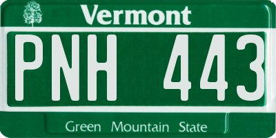 VT license plate PNH443