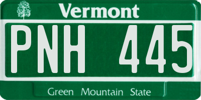 VT license plate PNH445
