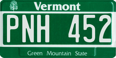 VT license plate PNH452