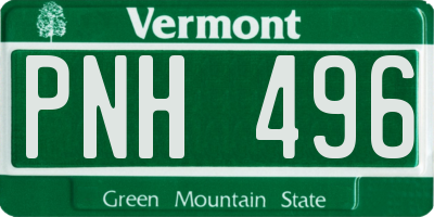 VT license plate PNH496