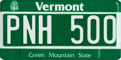 VT license plate PNH500