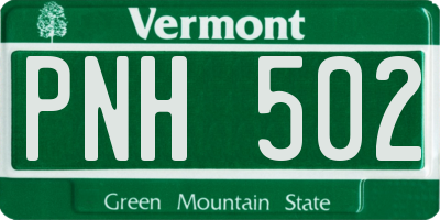 VT license plate PNH502