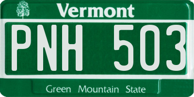 VT license plate PNH503