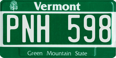 VT license plate PNH598