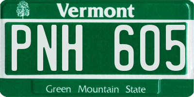 VT license plate PNH605