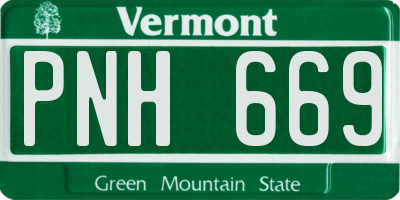VT license plate PNH669