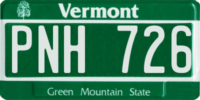 VT license plate PNH726