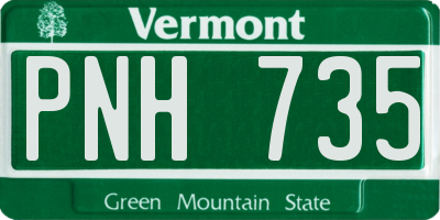 VT license plate PNH735