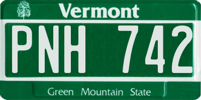 VT license plate PNH742