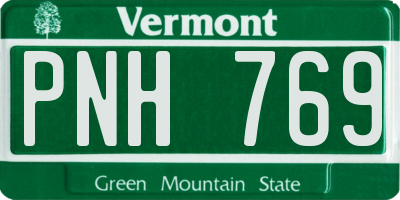 VT license plate PNH769