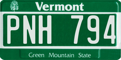 VT license plate PNH794