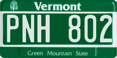 VT license plate PNH802