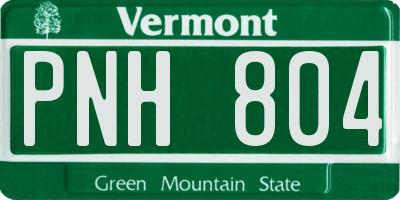VT license plate PNH804
