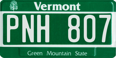 VT license plate PNH807