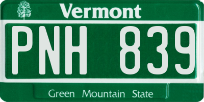 VT license plate PNH839