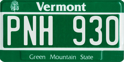 VT license plate PNH930