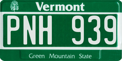 VT license plate PNH939