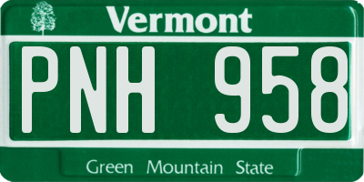 VT license plate PNH958