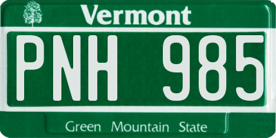 VT license plate PNH985