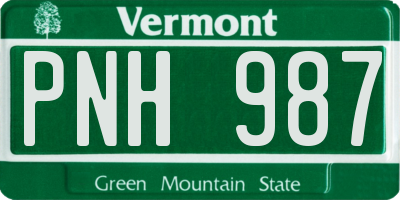 VT license plate PNH987
