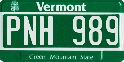 VT license plate PNH989
