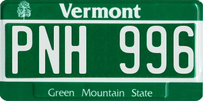 VT license plate PNH996
